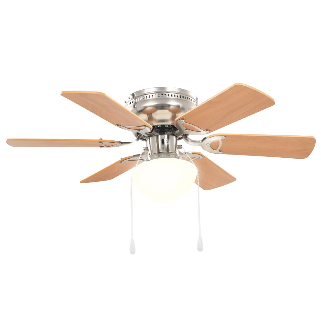 vidaXL Ornate Ceiling Fan with Light 82 cm Light Brown