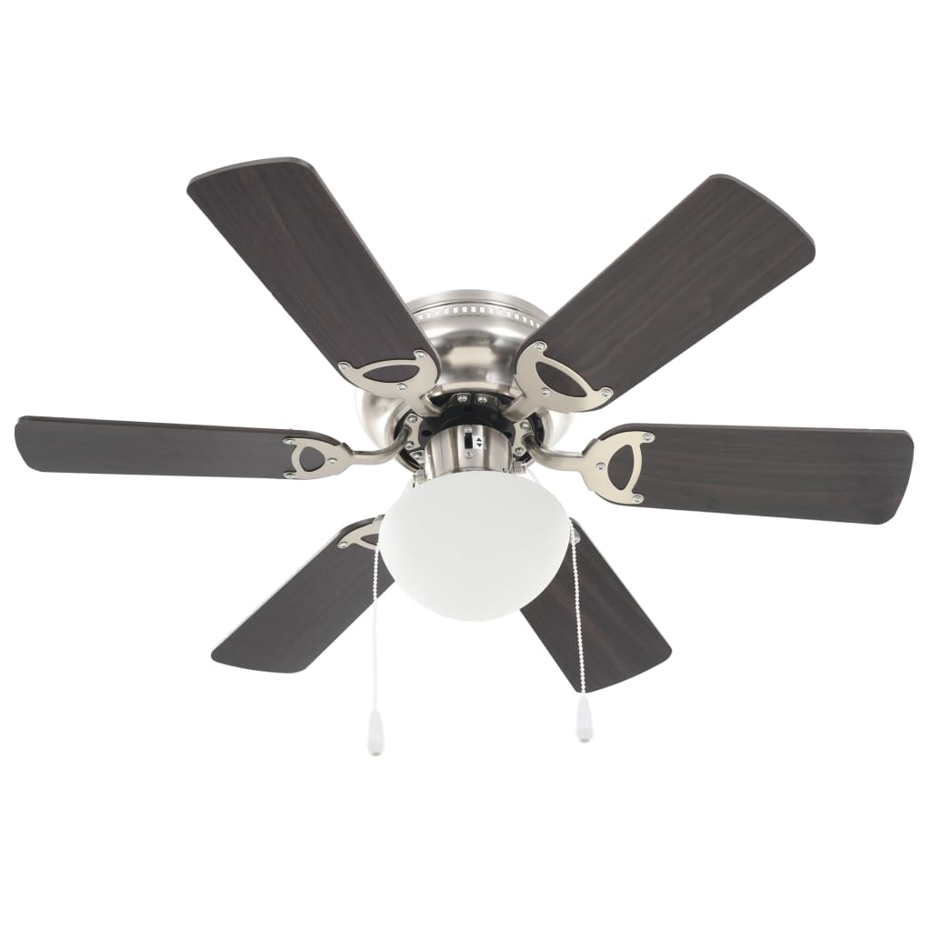 vidaXL Ornate Ceiling Fan with Light 82 cm Dark Brown