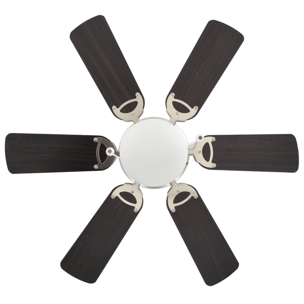 vidaXL Ornate Ceiling Fan with Light 82 cm Dark Brown