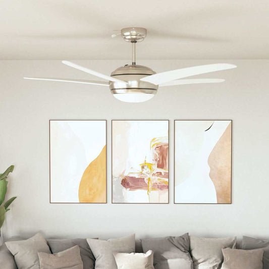 50538 vidaXL Ornate Ceiling Fan with Light 128 cm White