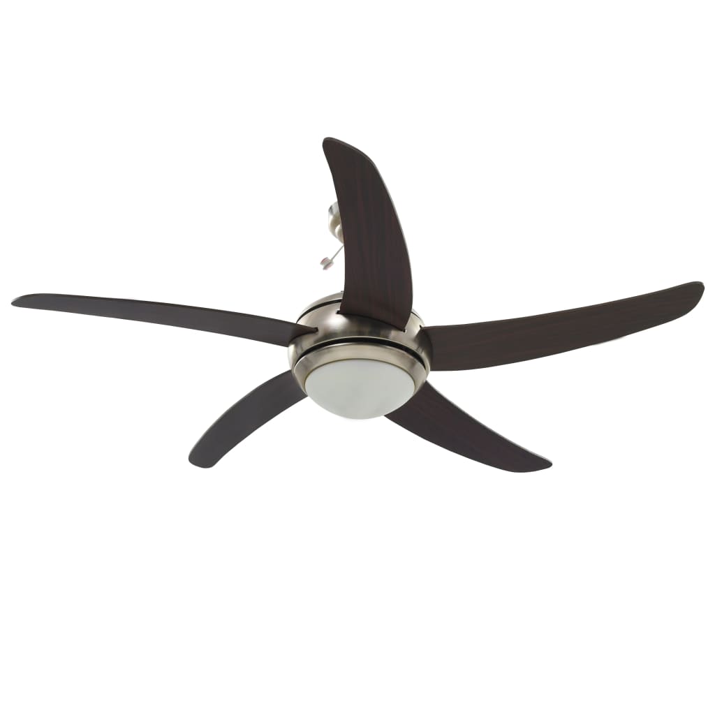 vidaXL Ornate Ceiling Fan with Light 128 cm Brown