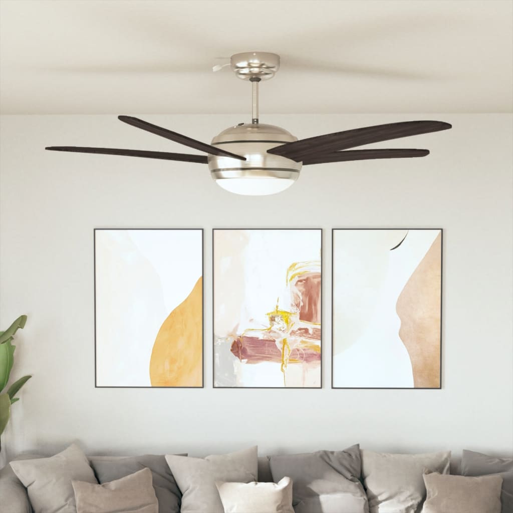 vidaXL Ornate Ceiling Fan with Light 128 cm Brown