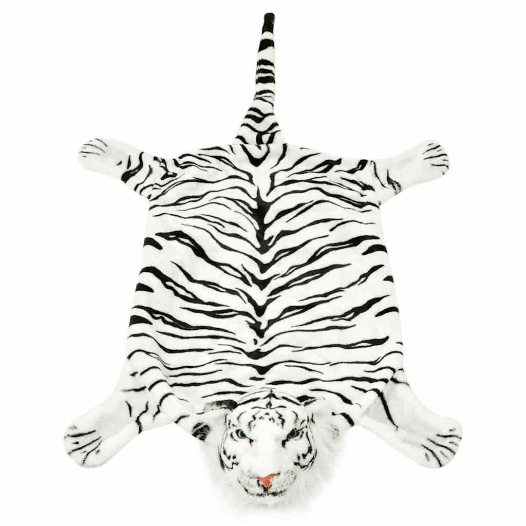 80169 vidaXL Tiger Carpet Plush 144 cm White
