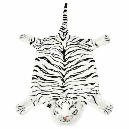 80169 vidaXL Tiger Carpet Plush 144 cm White