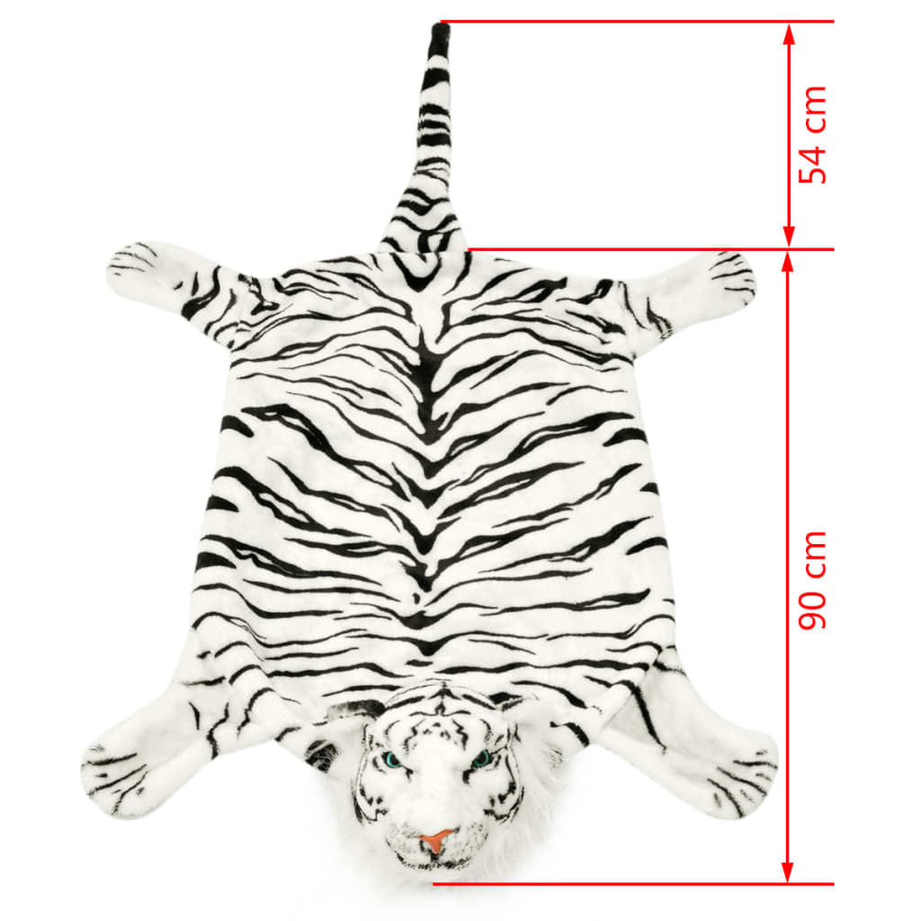 vidaXL Tiger Carpet Plush 144 cm White