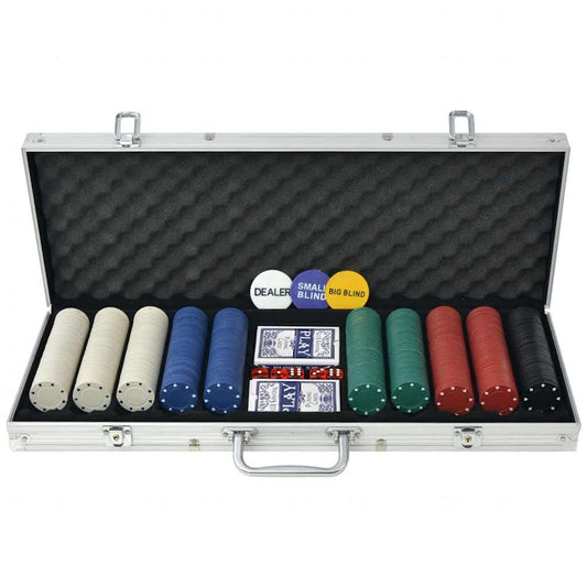 80180 vidaXL Poker Set with 500 Chips Aluminium