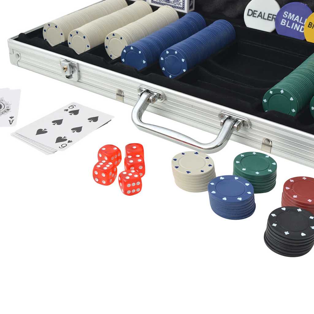 80180 vidaXL Poker Set with 500 Chips Aluminium