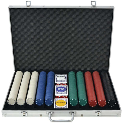 80181 vidaXL Poker Set with 1000 Chips Aluminium