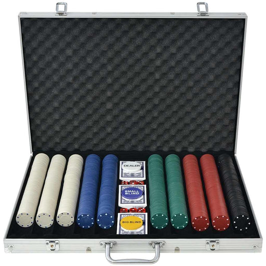 80181 vidaXL Poker Set with 1000 Chips Aluminium