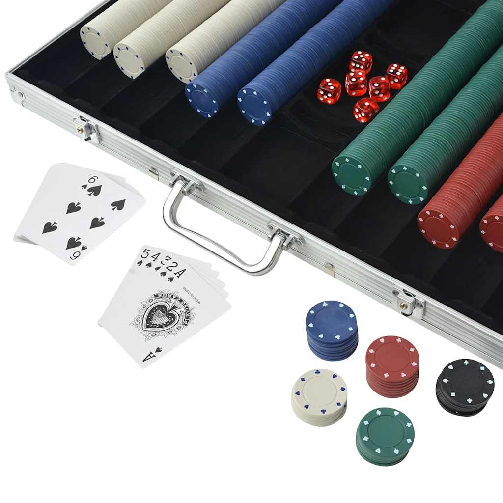 80181 vidaXL Poker Set with 1000 Chips Aluminium