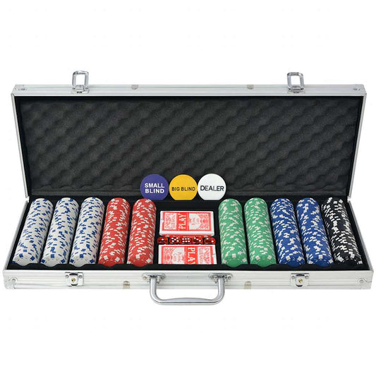 80182 vidaXL Poker Set with 500 Chips Aluminium