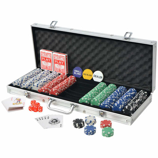 80182 vidaXL Poker Set with 500 Chips Aluminium