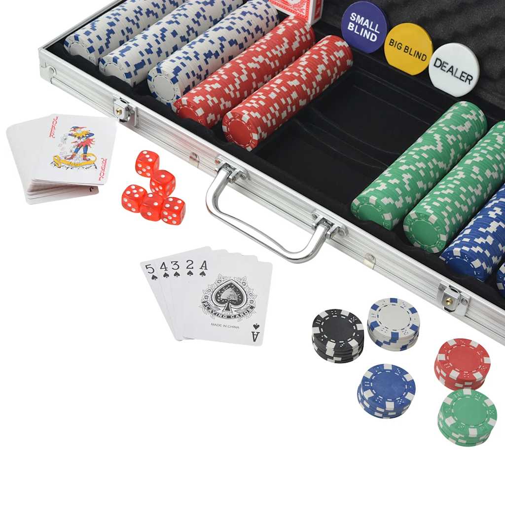 80182 vidaXL Poker Set with 500 Chips Aluminium