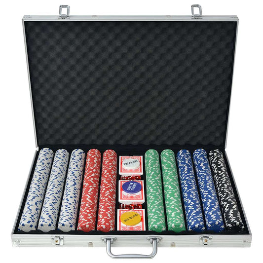 80183 vidaXL Poker Set with 1000 Chips Aluminium