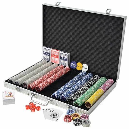 80185 vidaXL Poker Set with 1000 Laser Chips Aluminium