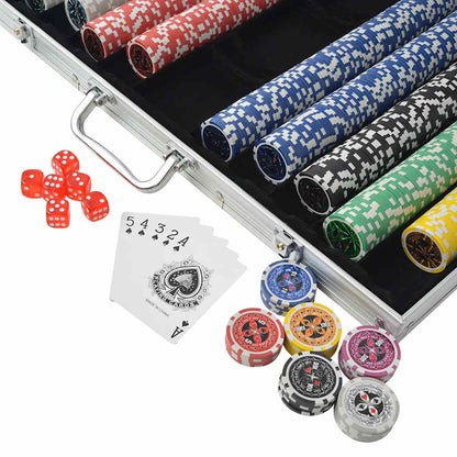 80185 vidaXL Poker Set with 1000 Laser Chips Aluminium