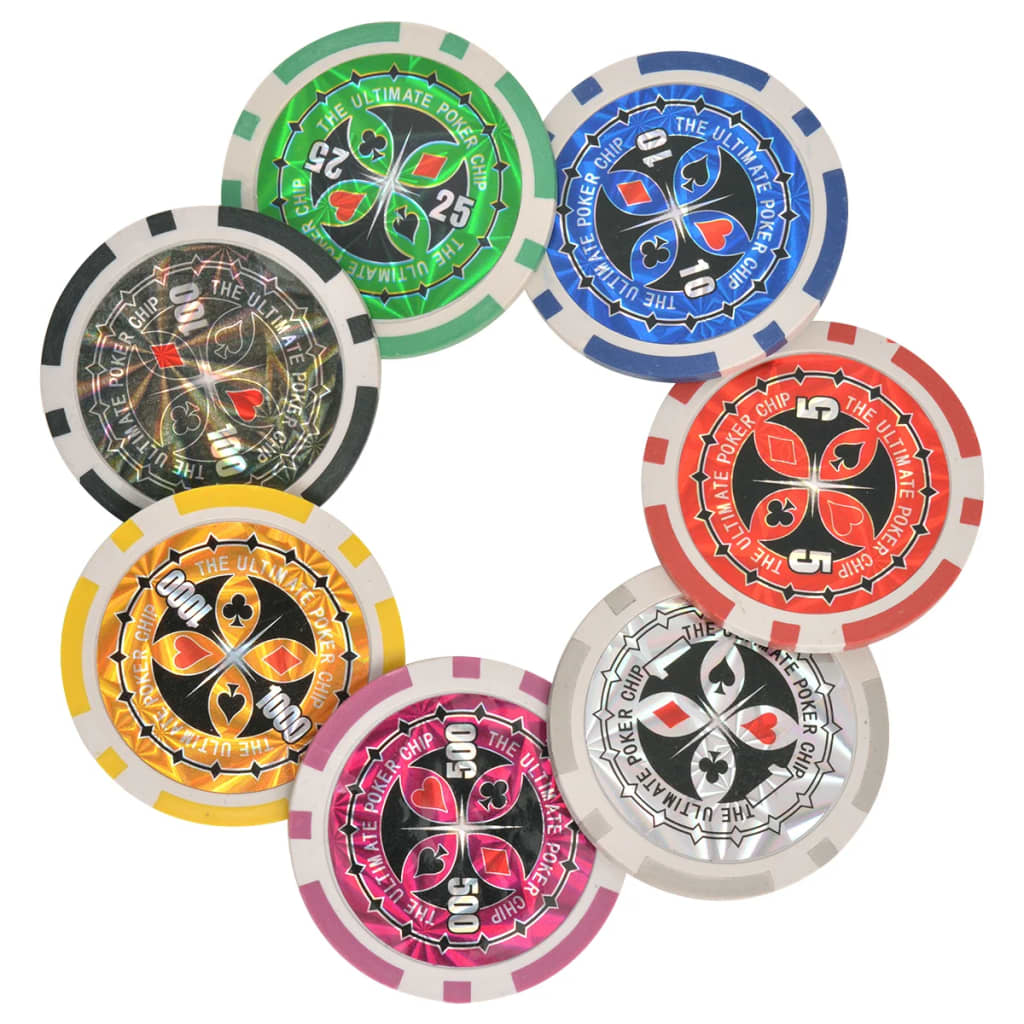 vidaXL Combine Poker/Blackjack Set with 600 Laser Chips Aluminium