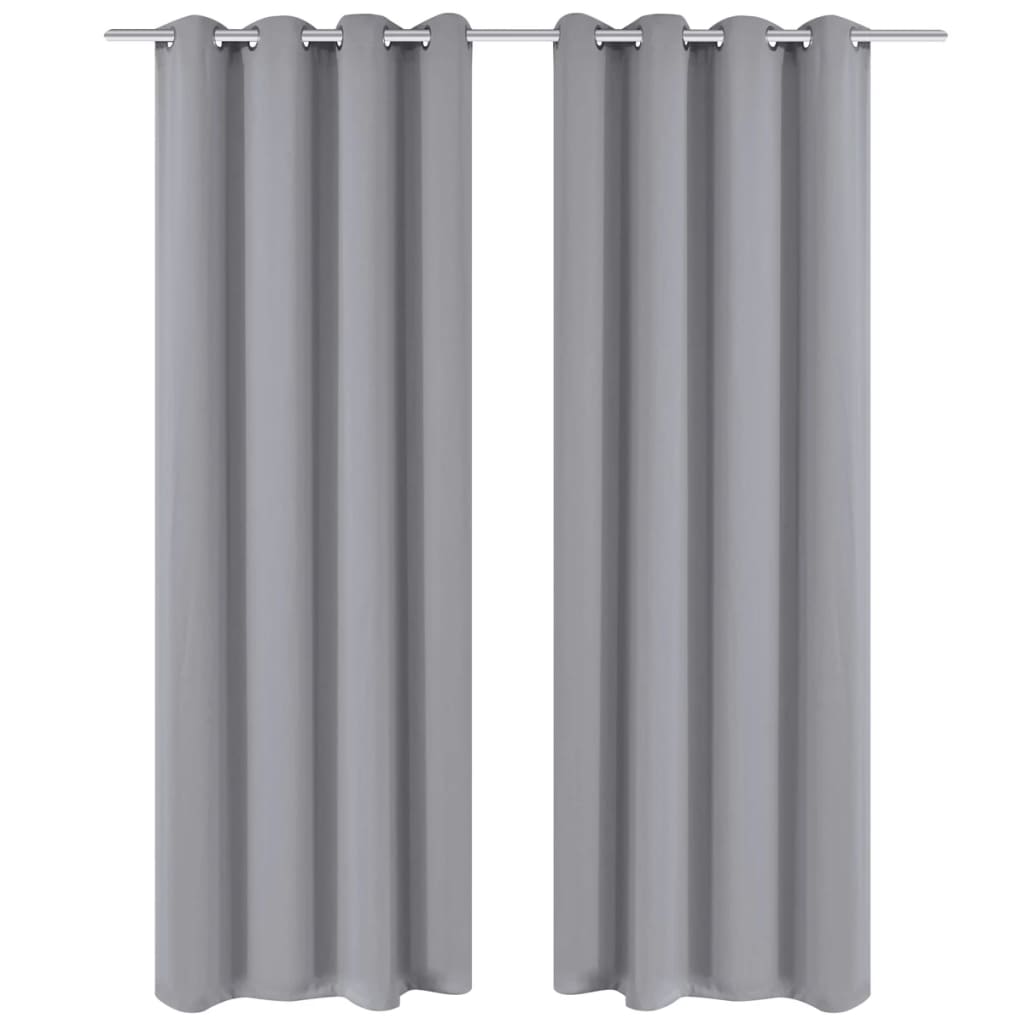 vidaXL Blackout Curtains 2 pcs with Metal Eyelets 135x175 cm Grey