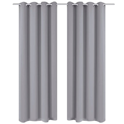 vidaXL Blackout Curtains 2 pcs with Metal Eyelets 135x175 cm Grey