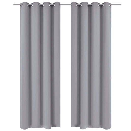 vidaXL Blackout Curtains 2 pcs with Metal Eyelets 135x175 cm Grey