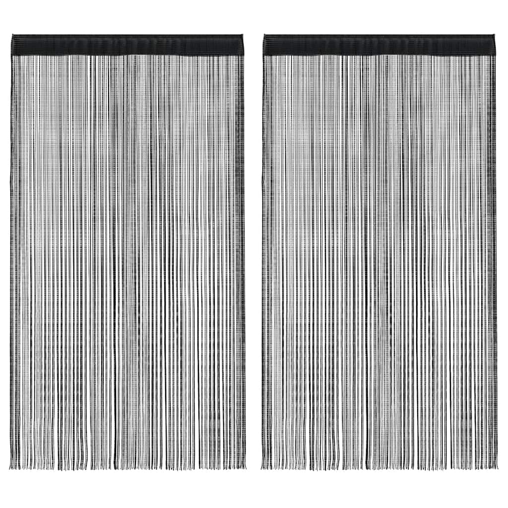 vidaXL String Curtains 2 pcs 100x250 cm Black