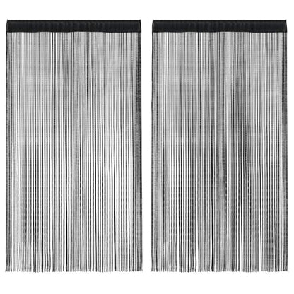 vidaXL String Curtains 2 pcs 100x250 cm Black