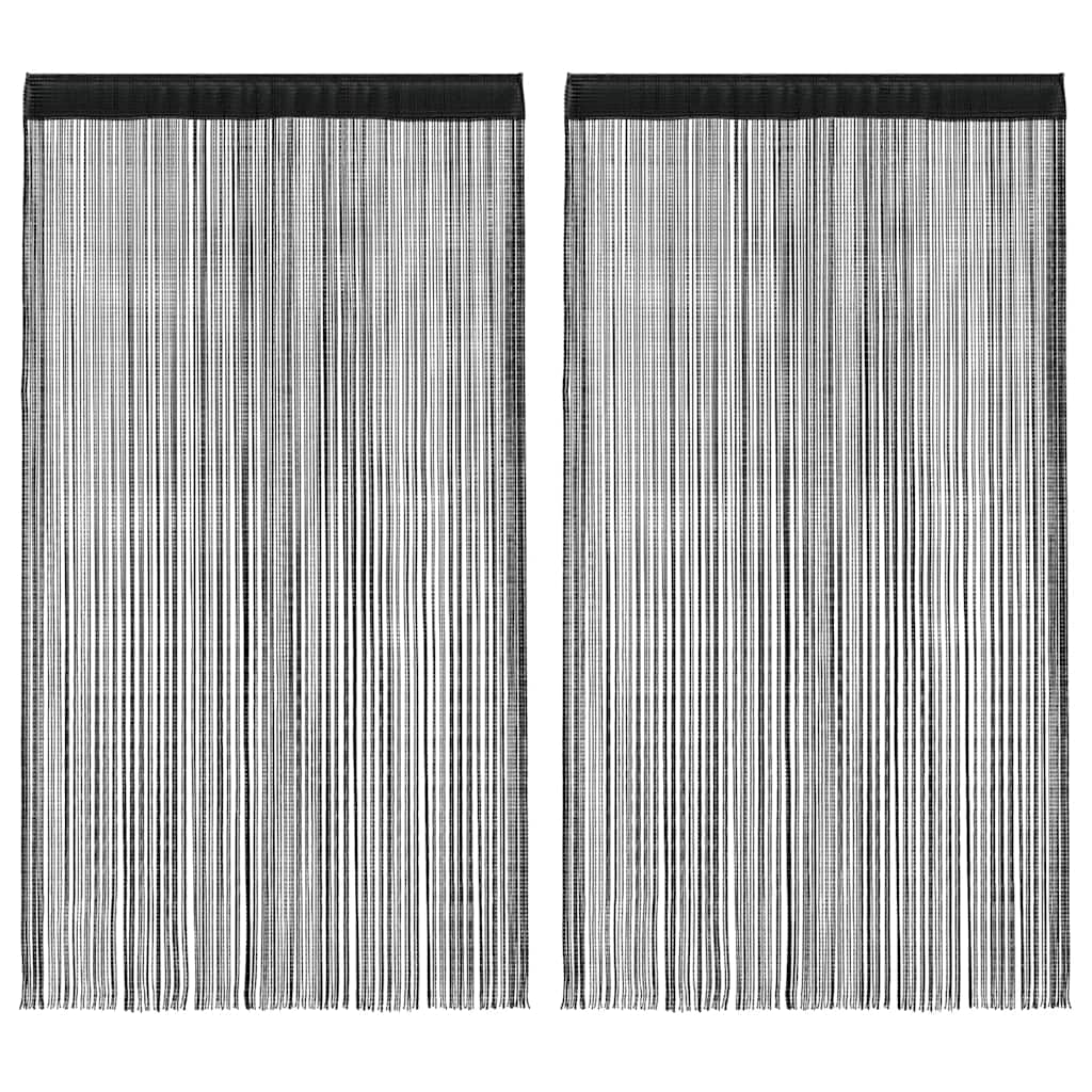 132401 vidaXL String Curtains 2 pcs 140x250 cm Black