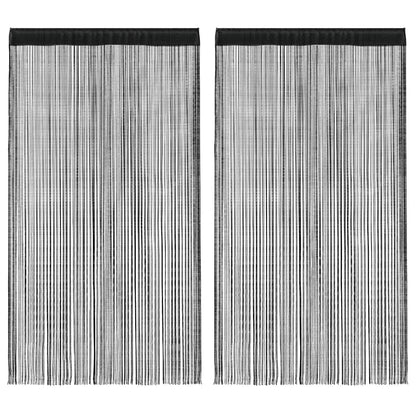 132401 vidaXL String Curtains 2 pcs 140x250 cm Black