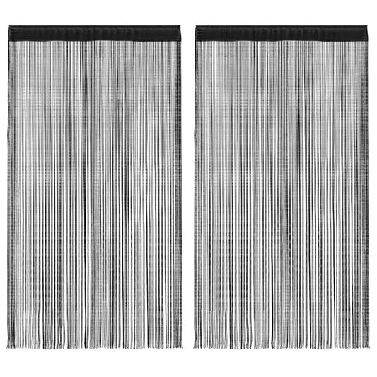 132401 vidaXL String Curtains 2 pcs 140x250 cm Black