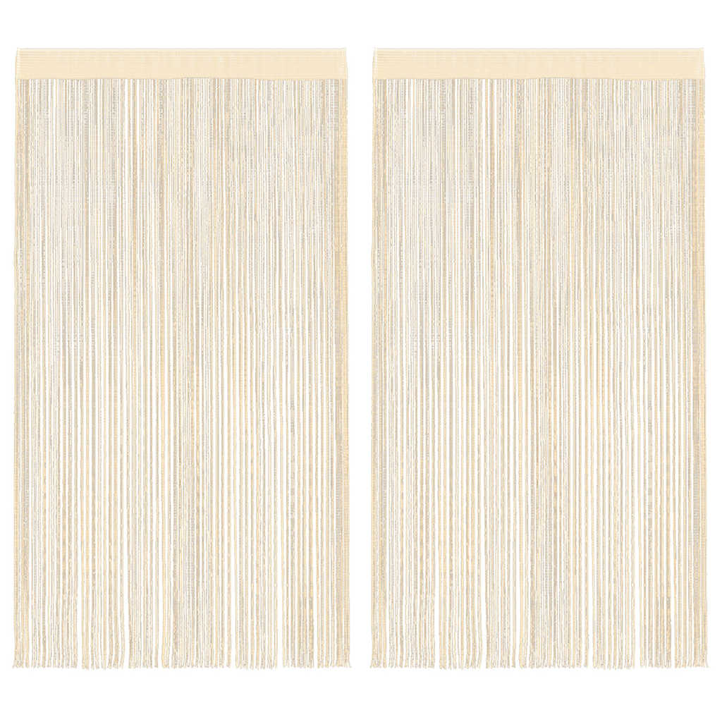 vidaXL String Curtains 2 pcs 100x250 cm Cream