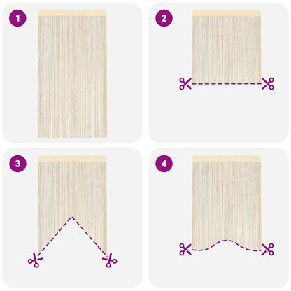 vidaXL String Curtains 2 pcs 100x250 cm Cream