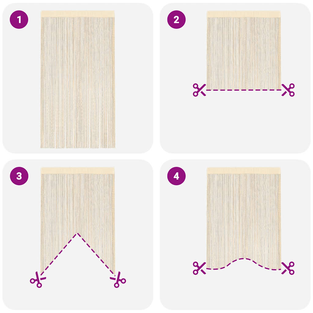 vidaXL String Curtains 2 pcs 140x250 cm Cream
