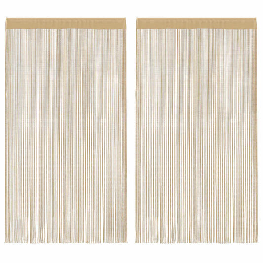vidaXL String Curtains 2 pcs 100x250 cm Beige
