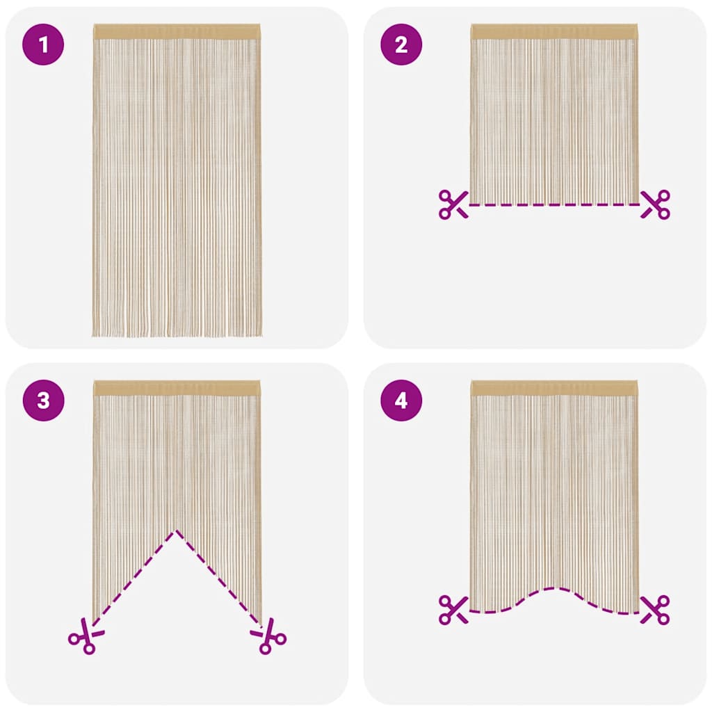 vidaXL String Curtains 2 pcs 100x250 cm Beige