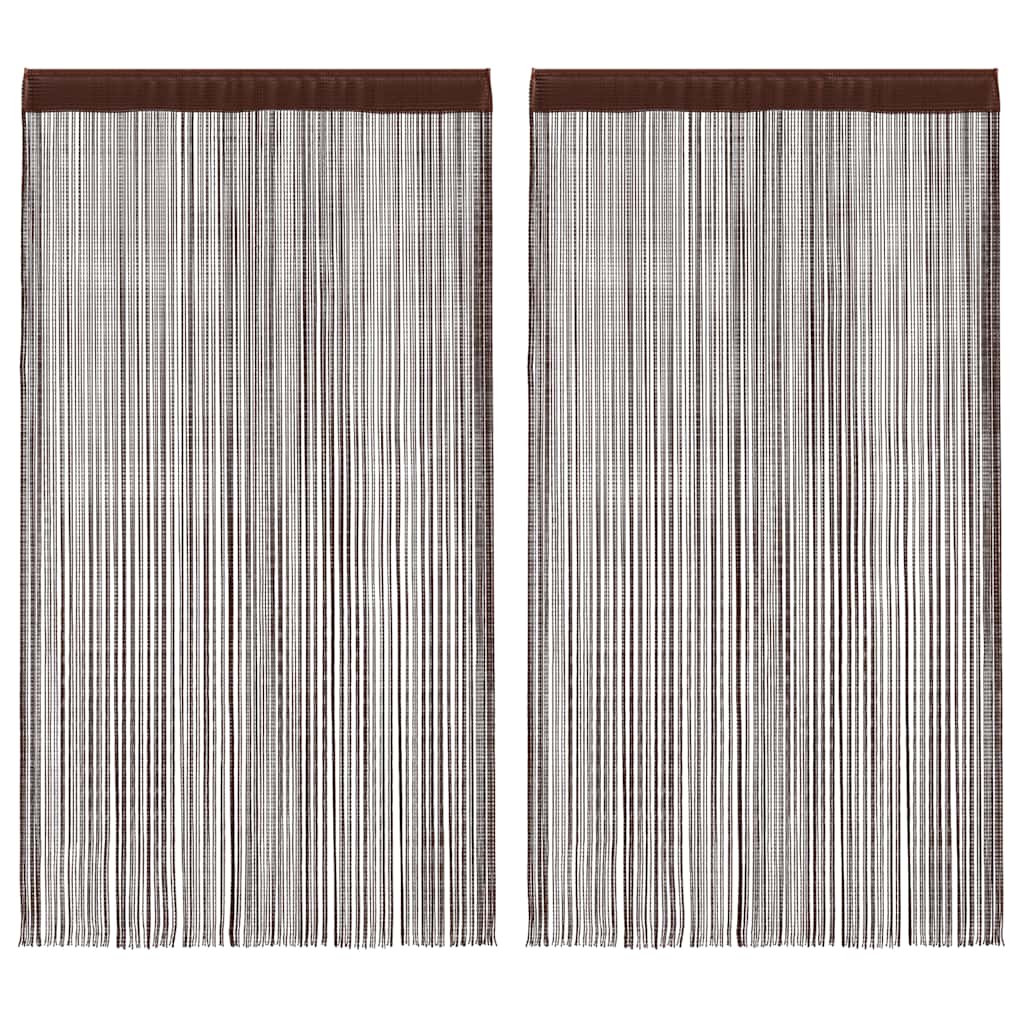 vidaXL String Curtains 2 pcs 100x250 cm Brown