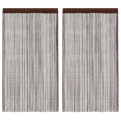vidaXL String Curtains 2 pcs 100x250 cm Brown