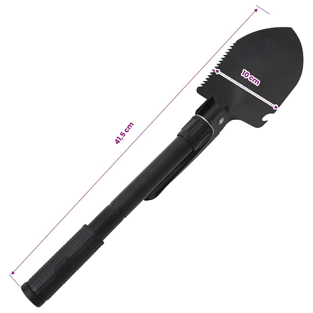 vidaXL Folding Shovel Carbon Steel Black