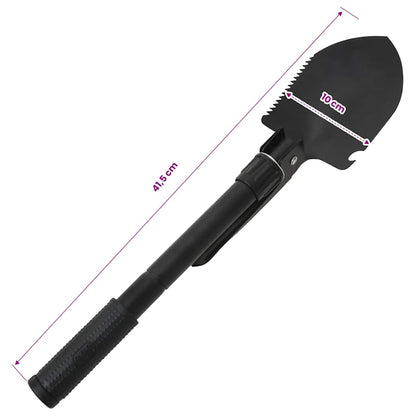 vidaXL Folding Shovel Carbon Steel Black