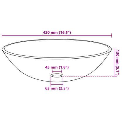 vidaXL Basin Tempered Glass 42 cm Transparent