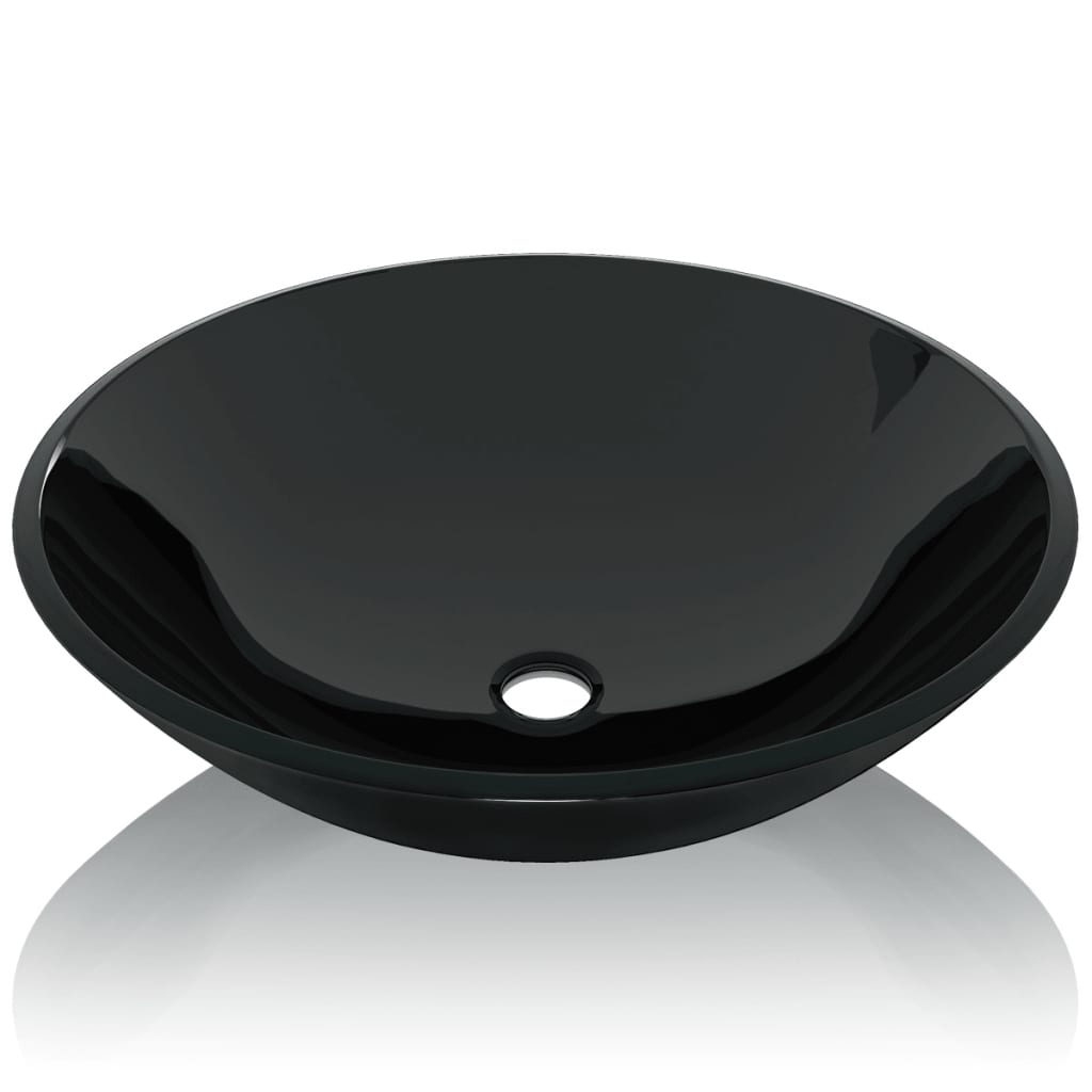 vidaXL Basin Tempered Glass 42 cm Black