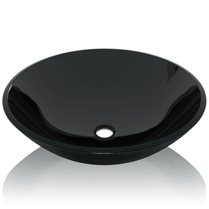 vidaXL Basin Tempered Glass 42 cm Black