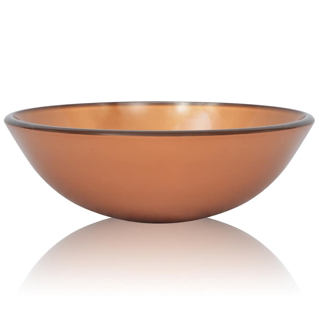 vidaXL Basin Tempered Glass 42 cm Brown