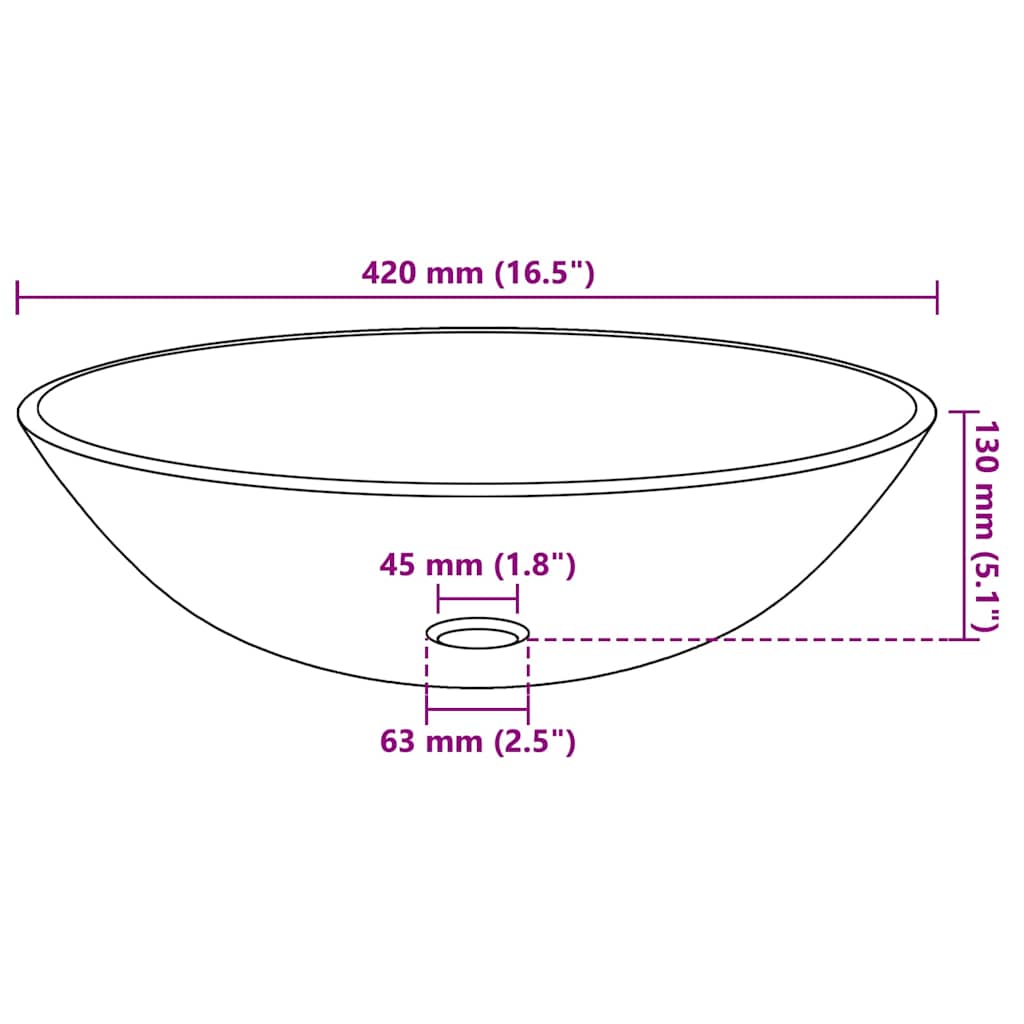 vidaXL Basin Tempered Glass 42 cm Brown