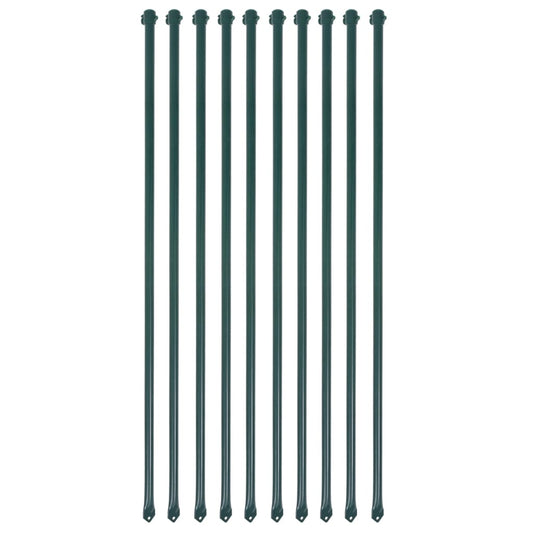 142309 vidaXL Garden Posts 10 pcs 1 m Metal Green