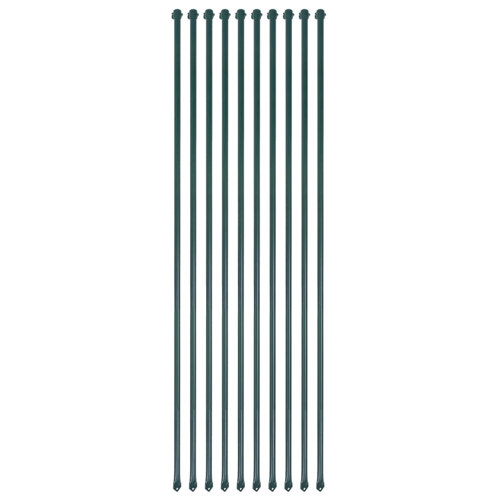 142310 vidaXL Garden Posts 10 pcs 1,5 m Metal Green