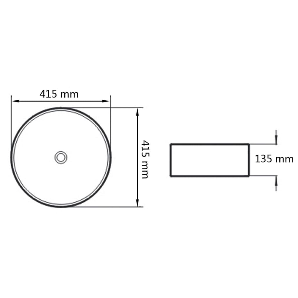 vidaXL Basin Round Ceramic White 41.5x13.5 cm