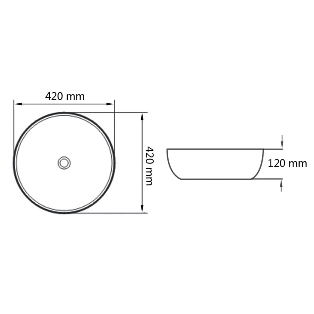 vidaXL Basin Round Ceramic White 42x12 cm