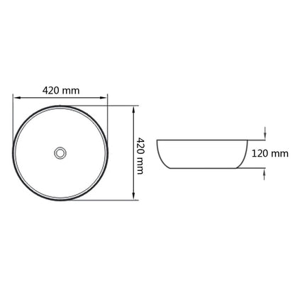 vidaXL Basin Round Ceramic White 42x12 cm