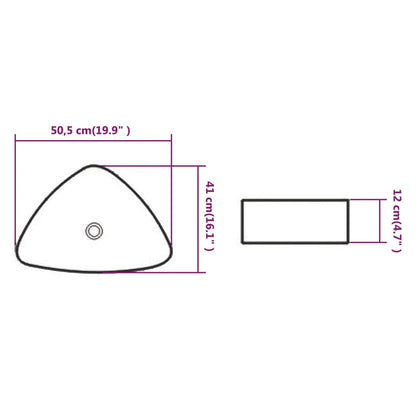 vidaXL Basin Triangle Ceramic White 50.5x41x12 cm