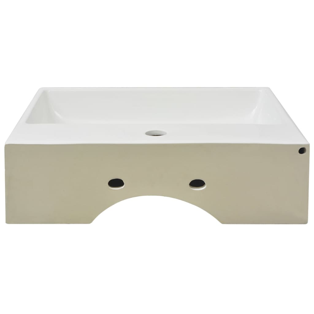 vidaXL Basin with Faucet Hole Ceramic White 51.5x38.5x15 cm